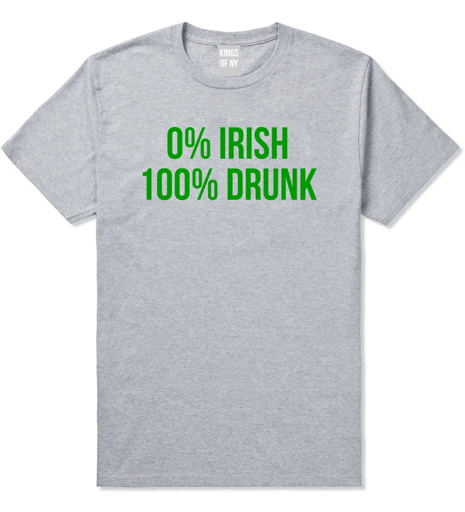 0% Irish 100% Drunk Funny St Patricks Day Mens T-Shirt
