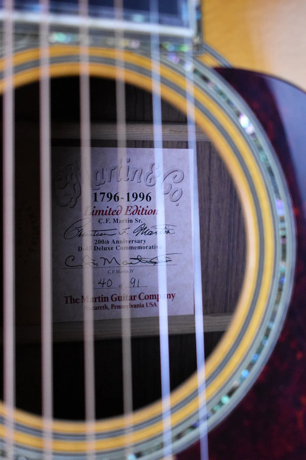 1996 Martin C.F. Martin Sr. 200th Anniversary D-45 Deluxe Commemorative #40 of 91