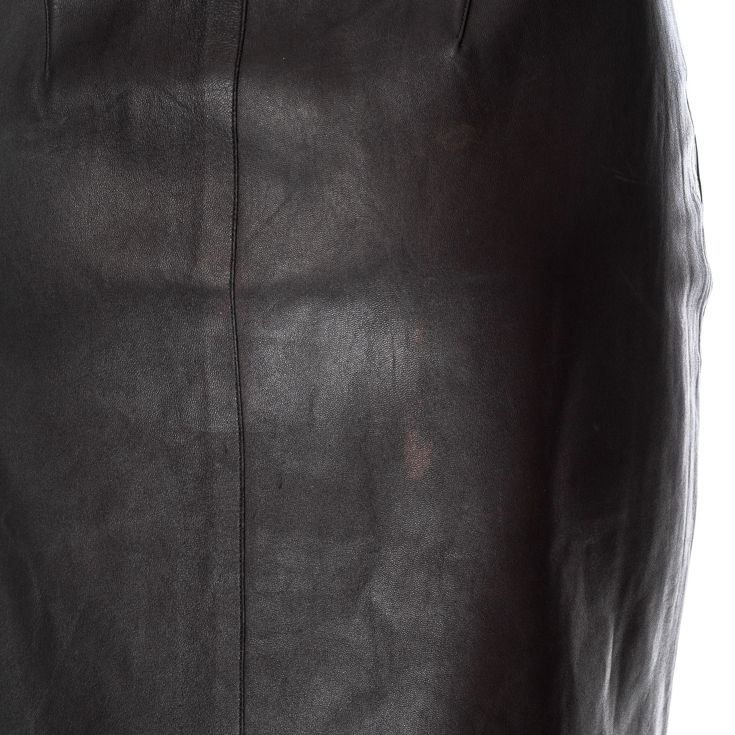 1999 Black Leather Back Strap Wrap Skirt