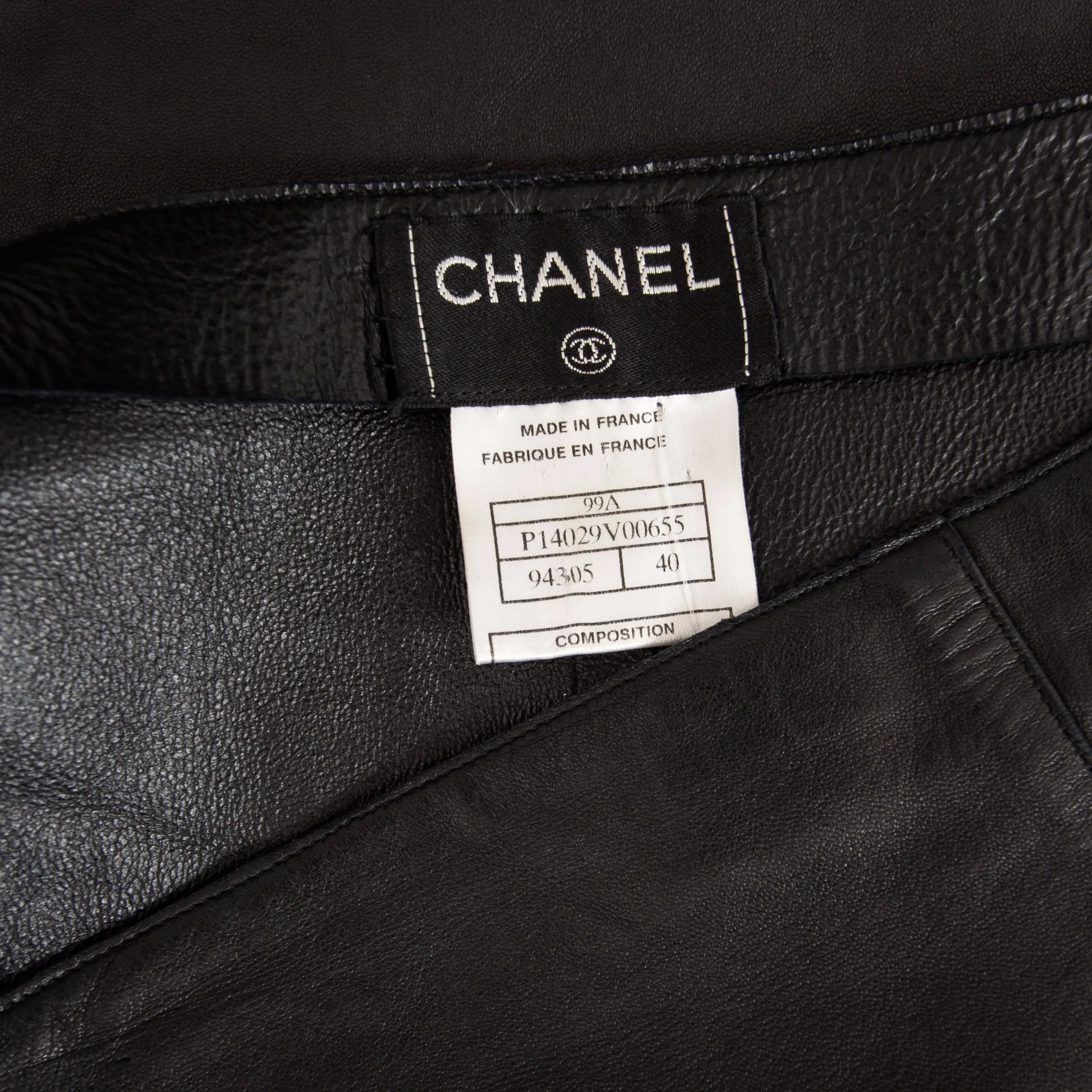 1999 Black Leather Back Strap Wrap Skirt