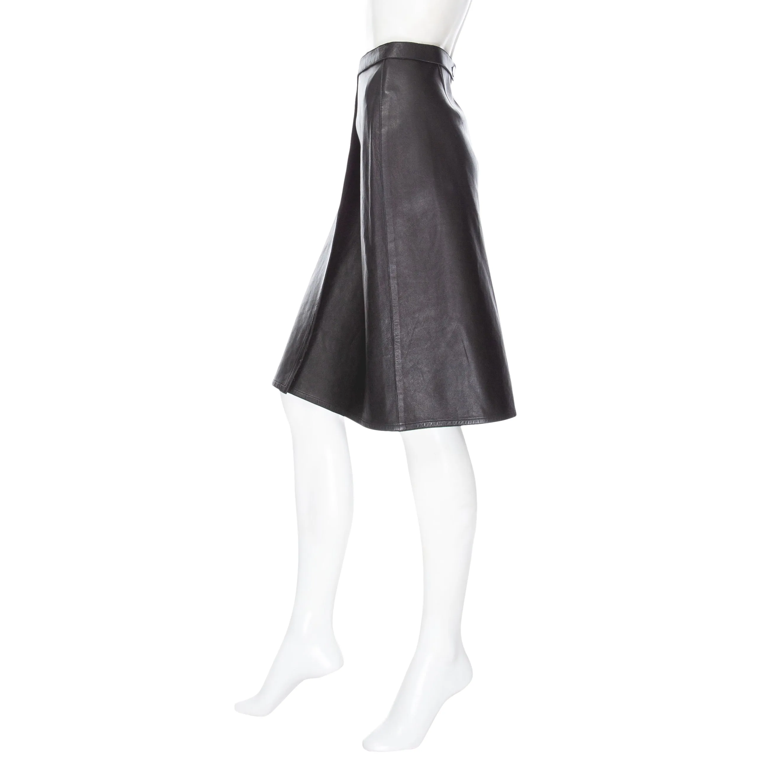 1999 Black Leather Back Strap Wrap Skirt