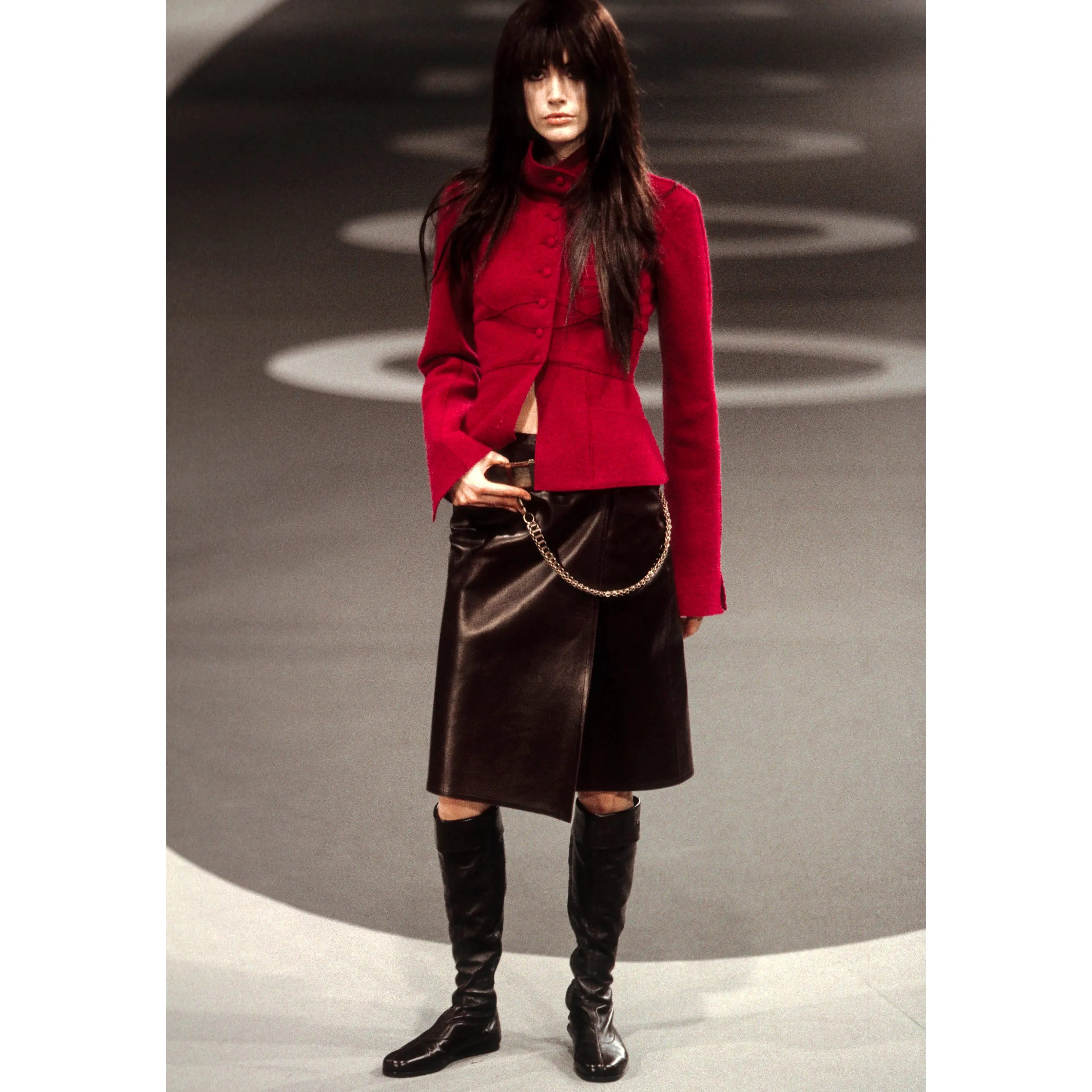 1999 Black Leather Back Strap Wrap Skirt