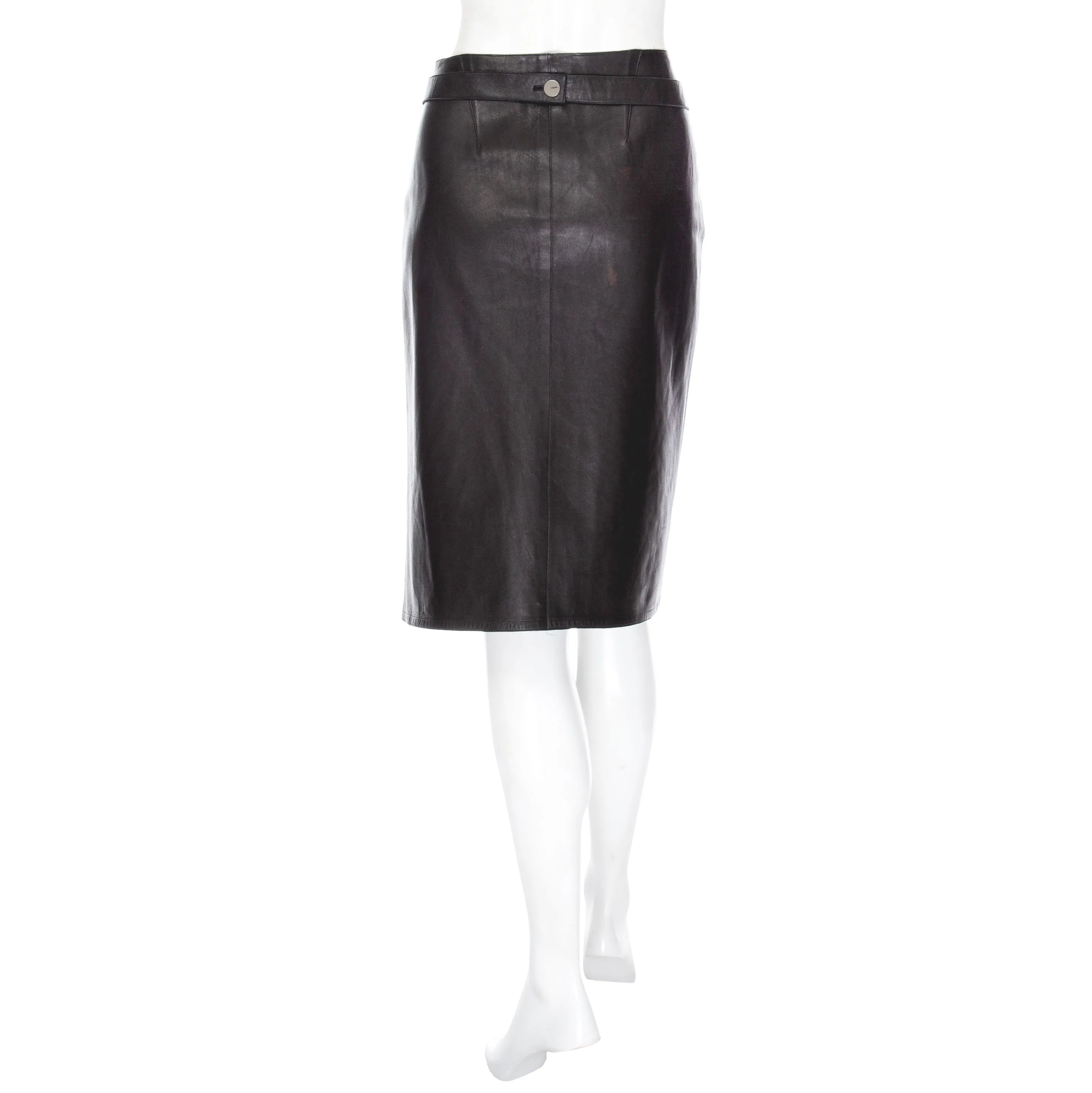 1999 Black Leather Back Strap Wrap Skirt