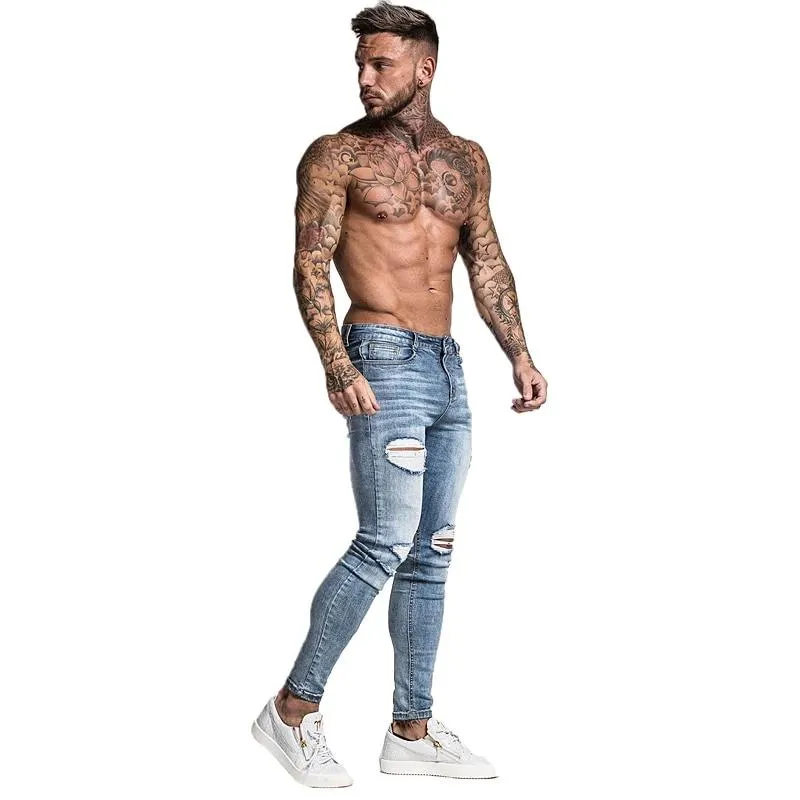 3745 Faded Blue Ripped Distressed Skinny Jeans