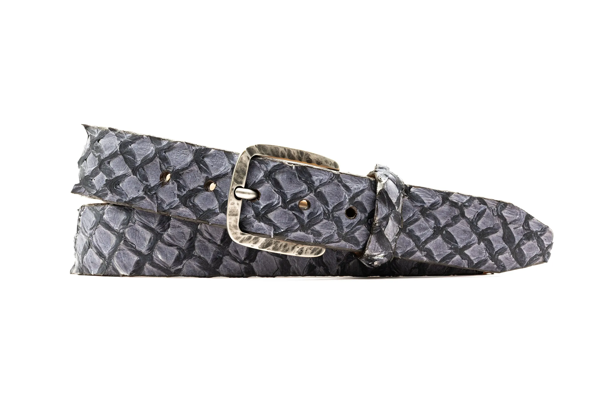 Amazonian Arapaima Belt - Steel Blue