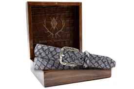 Amazonian Arapaima Belt - Steel Blue