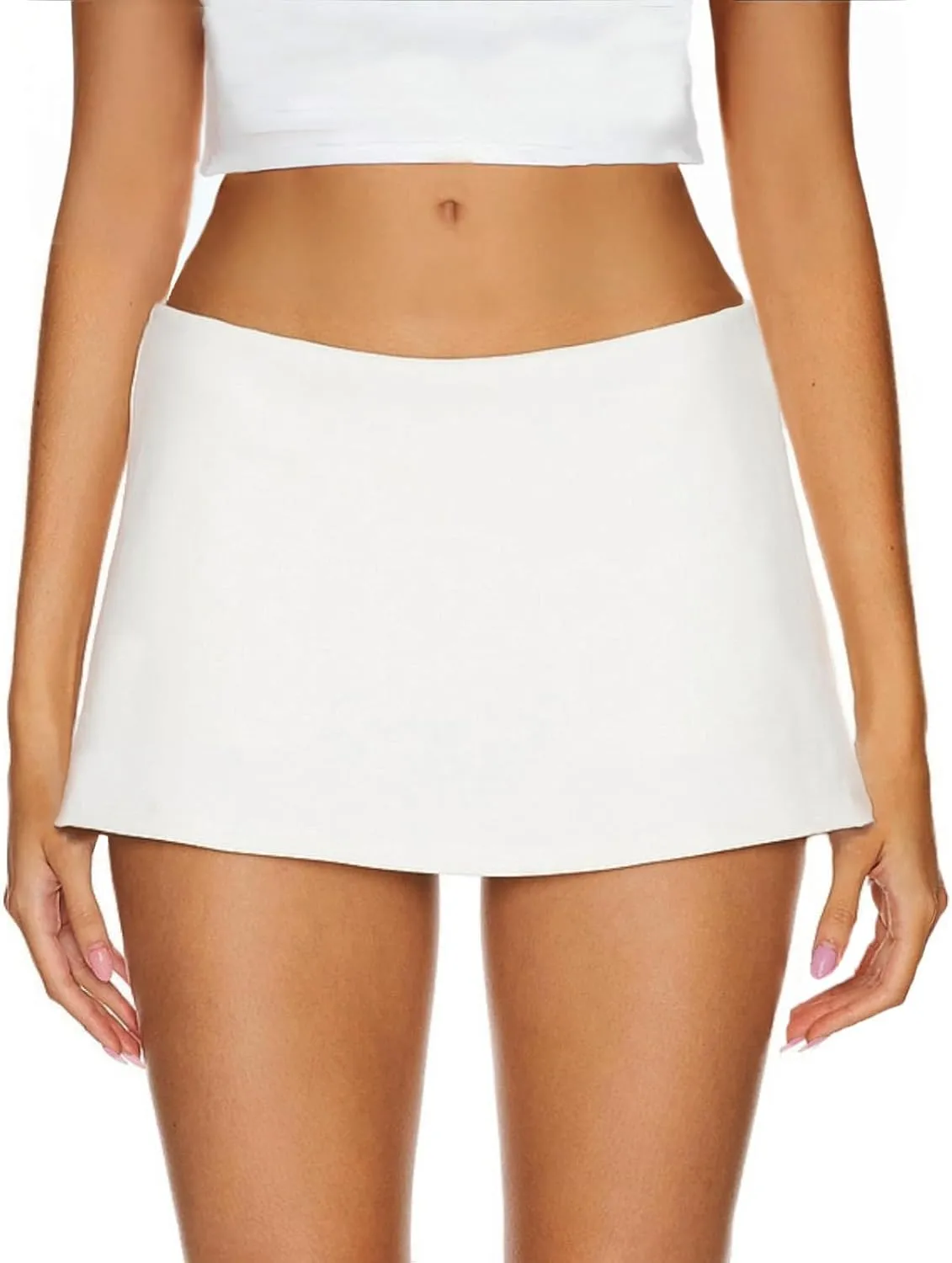 AnotherChill Women's Low Waist Micro Mini Skorts Skirts with Built-in Shorts Stretch Black Skirt Basic Summer Outfits