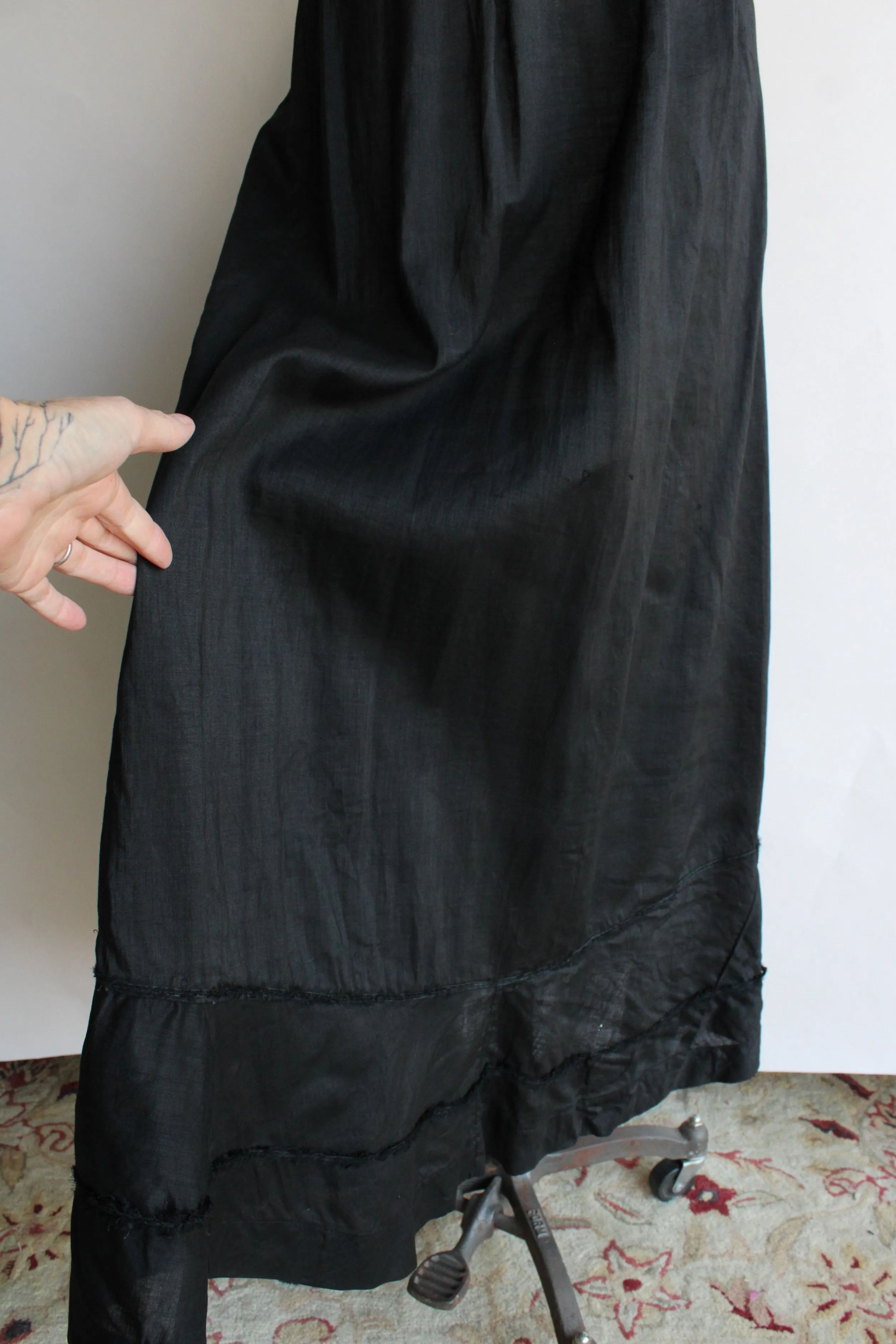 Antique Edwardian Black Mourning Skirt or Petticoat
