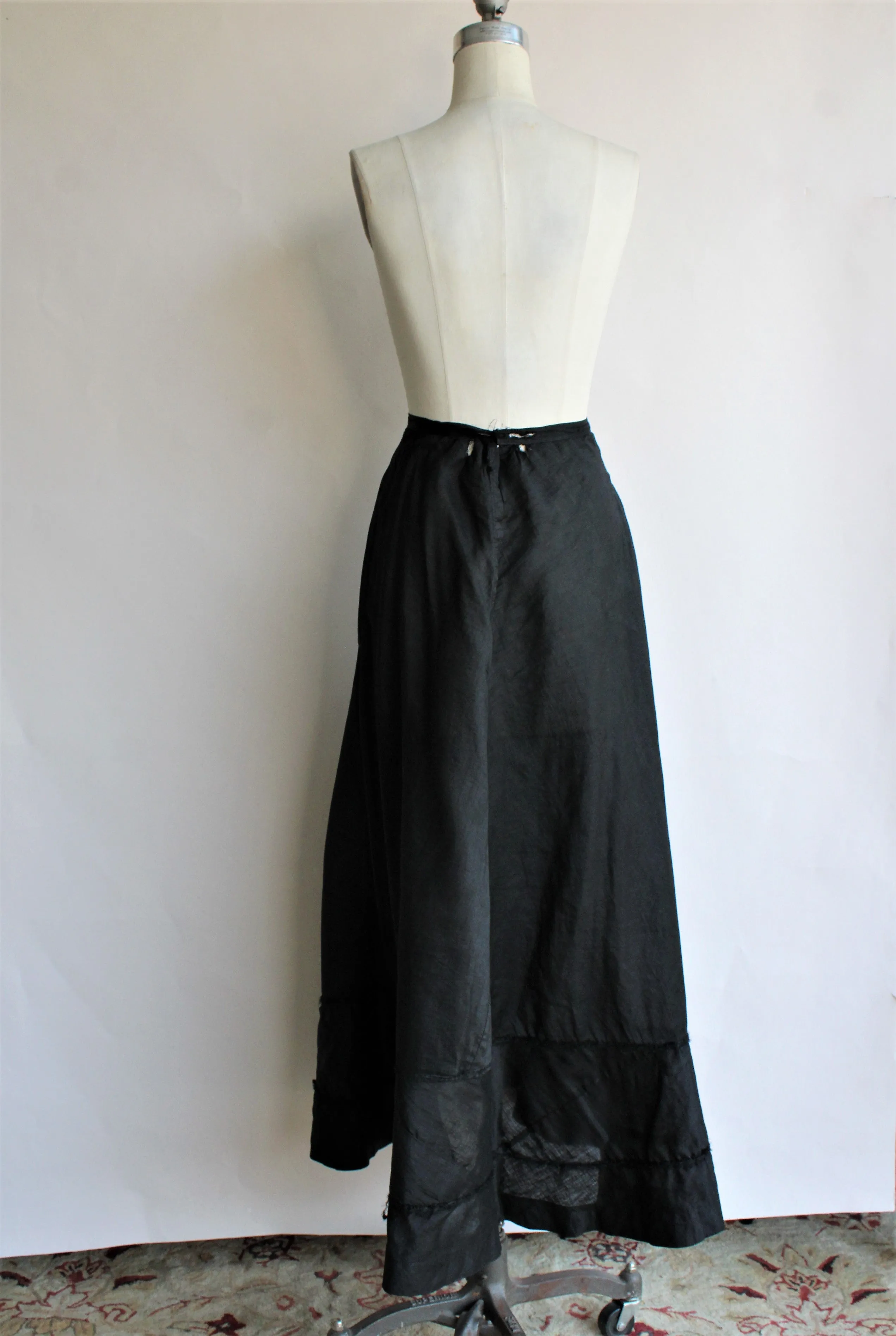 Antique Edwardian Black Mourning Skirt or Petticoat