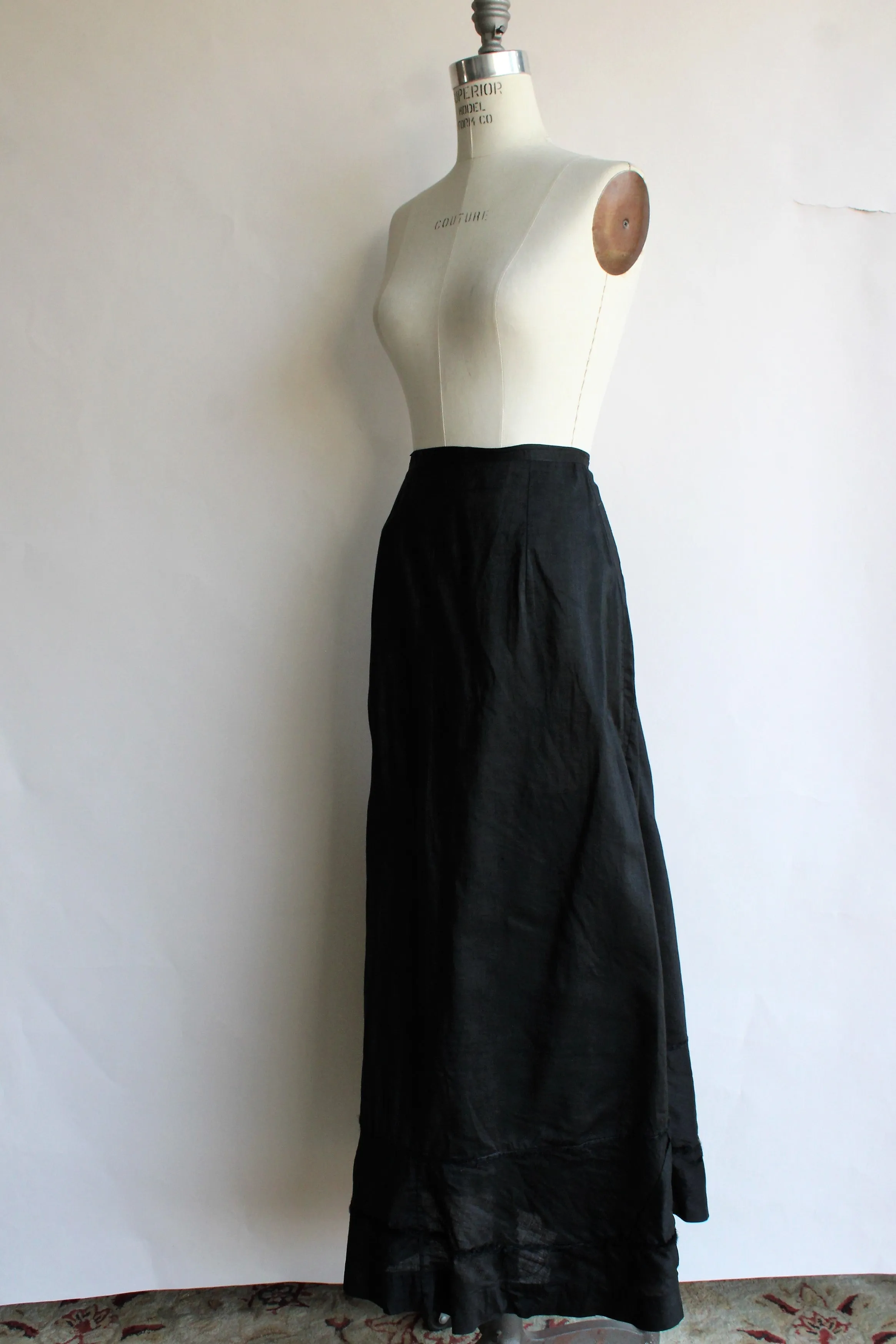 Antique Edwardian Black Mourning Skirt or Petticoat