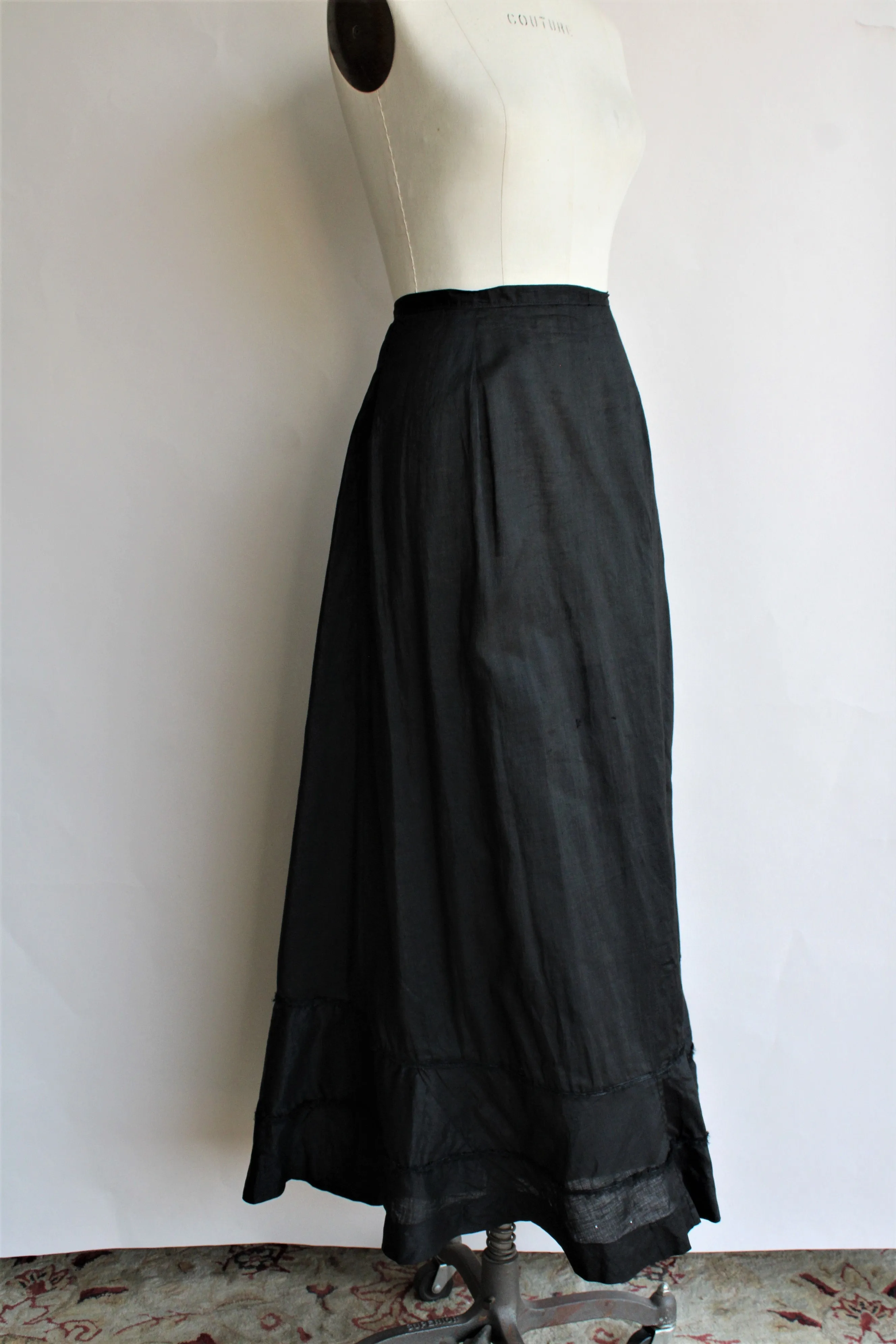 Antique Edwardian Black Mourning Skirt or Petticoat