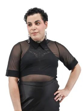 Apathy Mesh Collared Top FOXBLOOD
