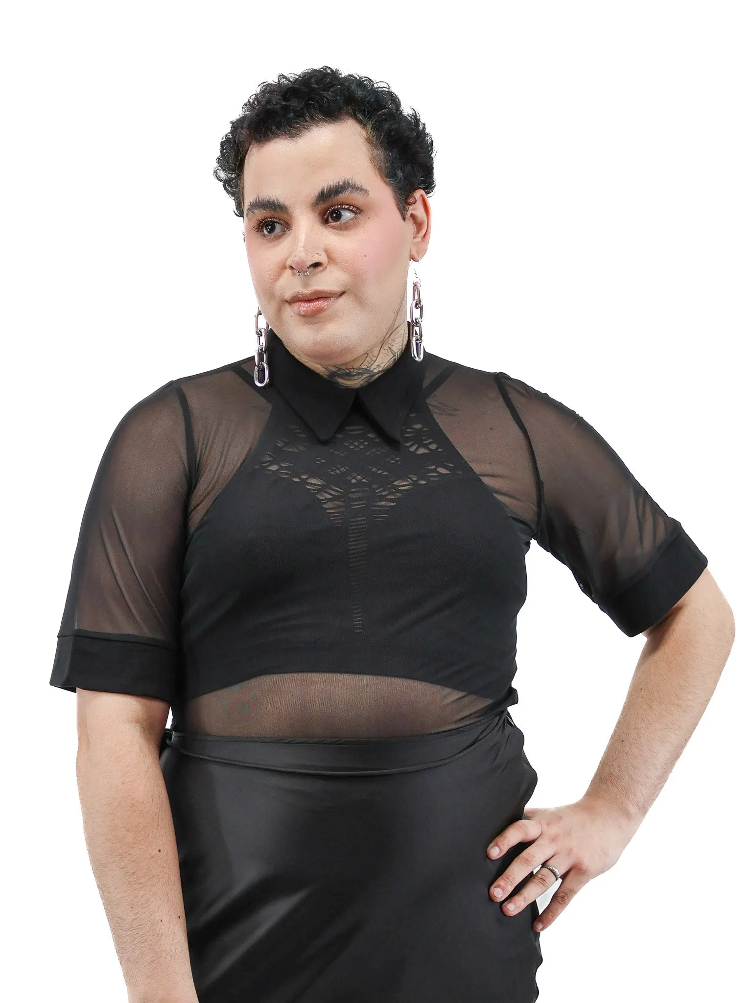 Apathy Mesh Collared Top FOXBLOOD