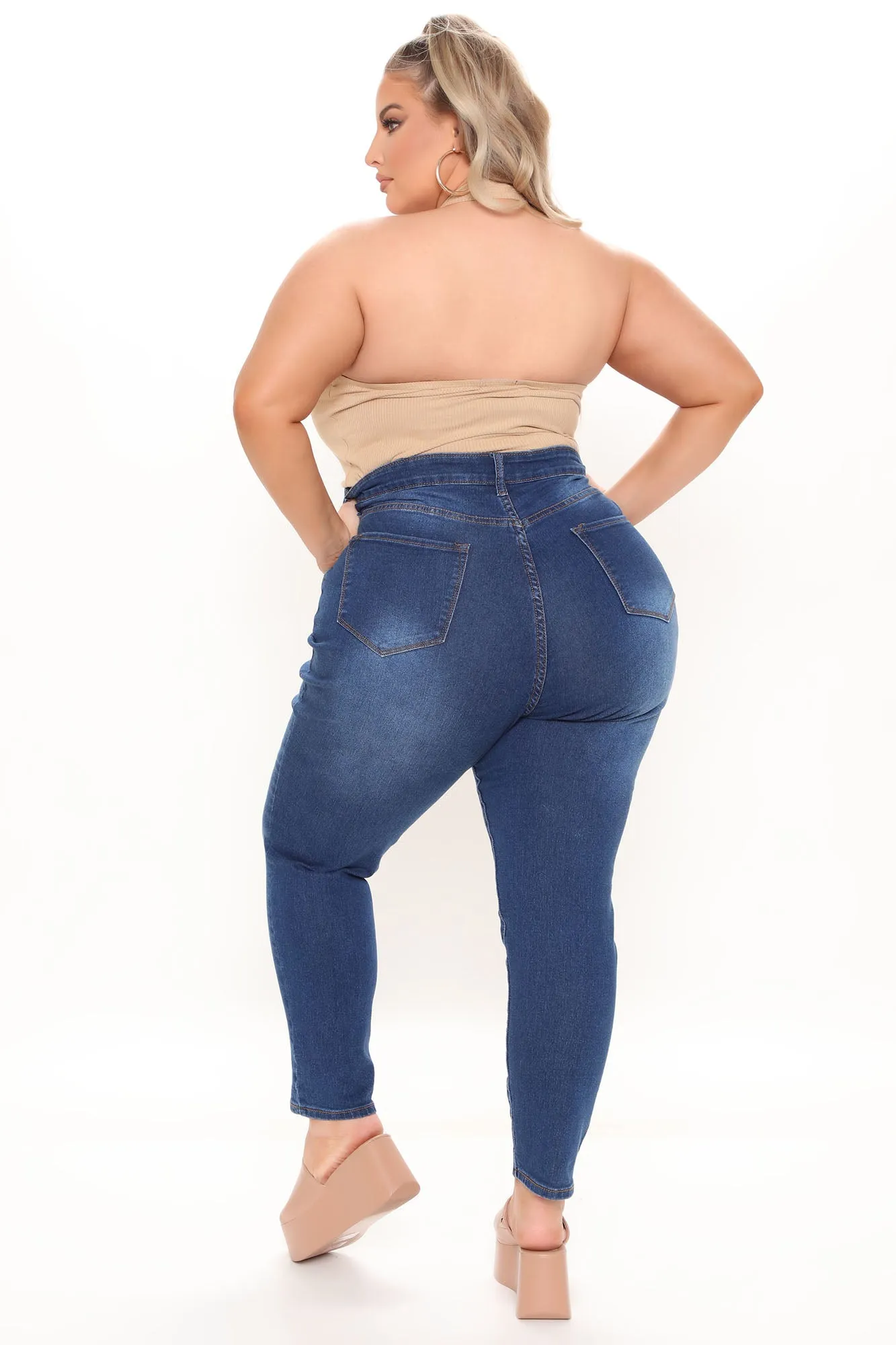 Aria High Waisted Skinny Jeans - Medium Blue Wash