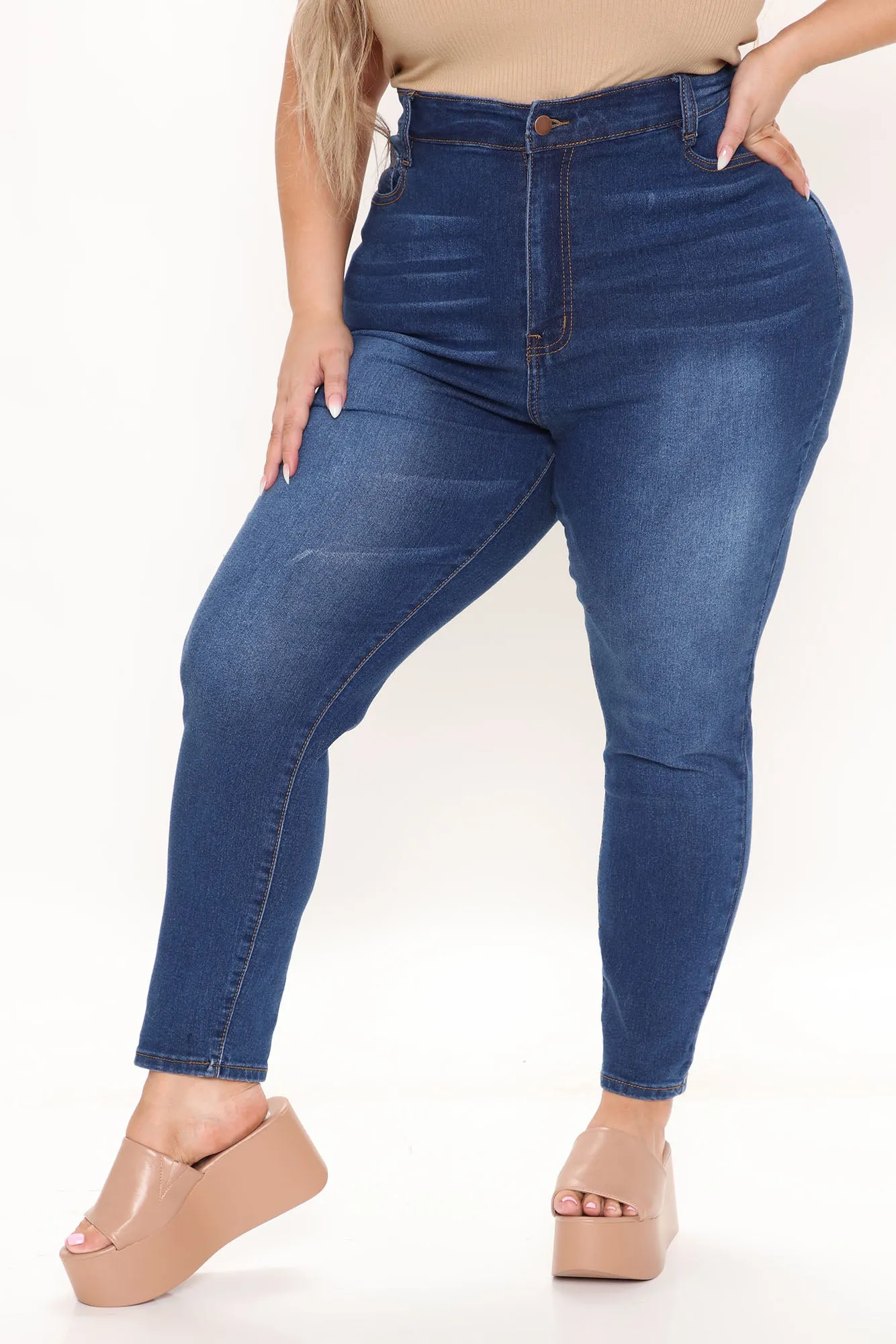 Aria High Waisted Skinny Jeans - Medium Blue Wash