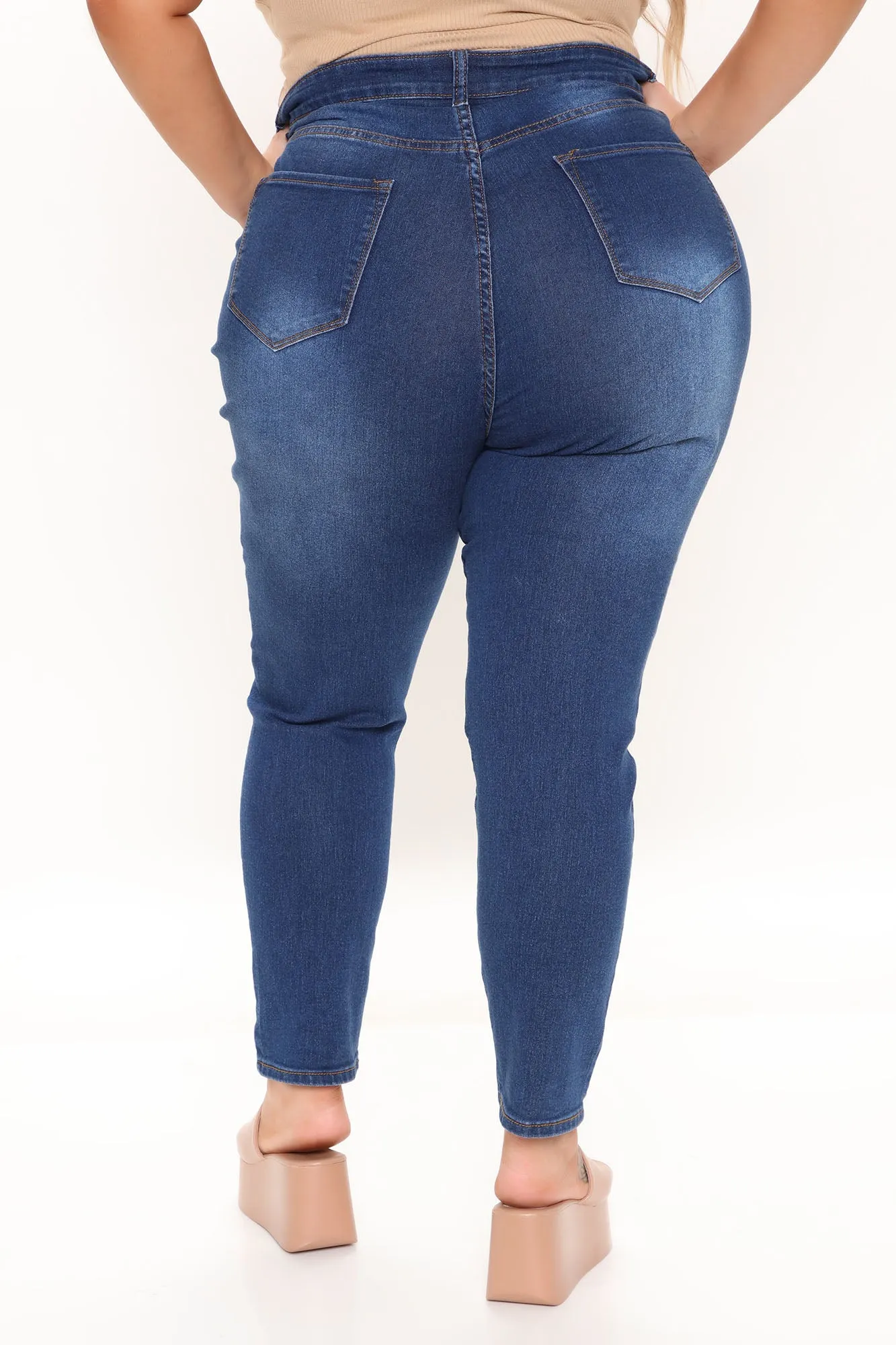 Aria High Waisted Skinny Jeans - Medium Blue Wash