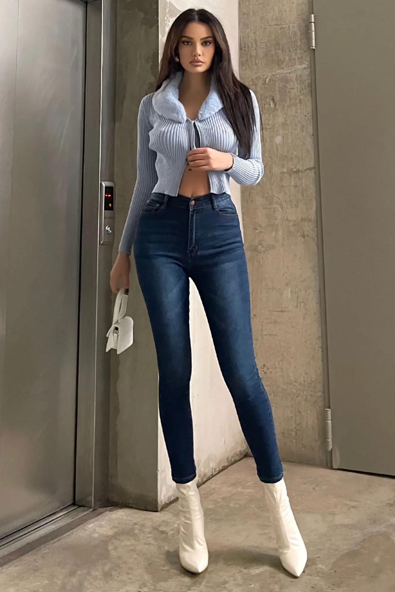 Aria High Waisted Skinny Jeans - Medium Blue Wash