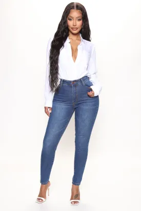 Aria High Waisted Skinny Jeans - Medium Blue Wash