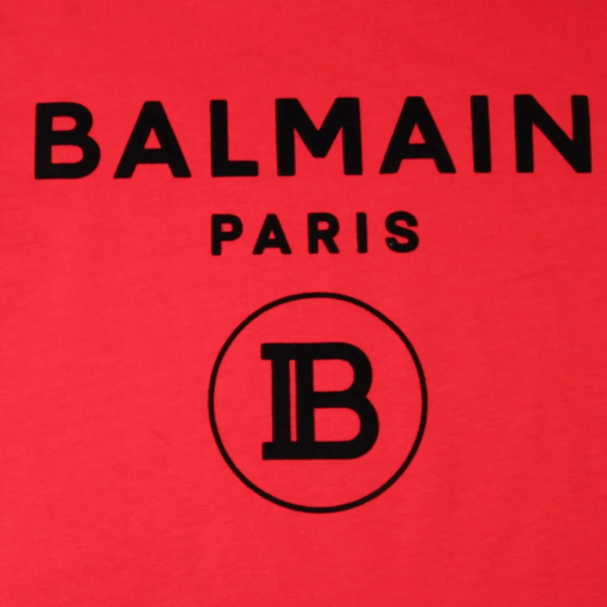 Balmain Kids Red and Black Logo T-shirt