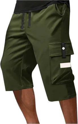 Below The Knee Shorts for Men Stretch Flex Quick Dry Cargo Shorts with Pockets Waterproof Hiking Work 3/4 Pants