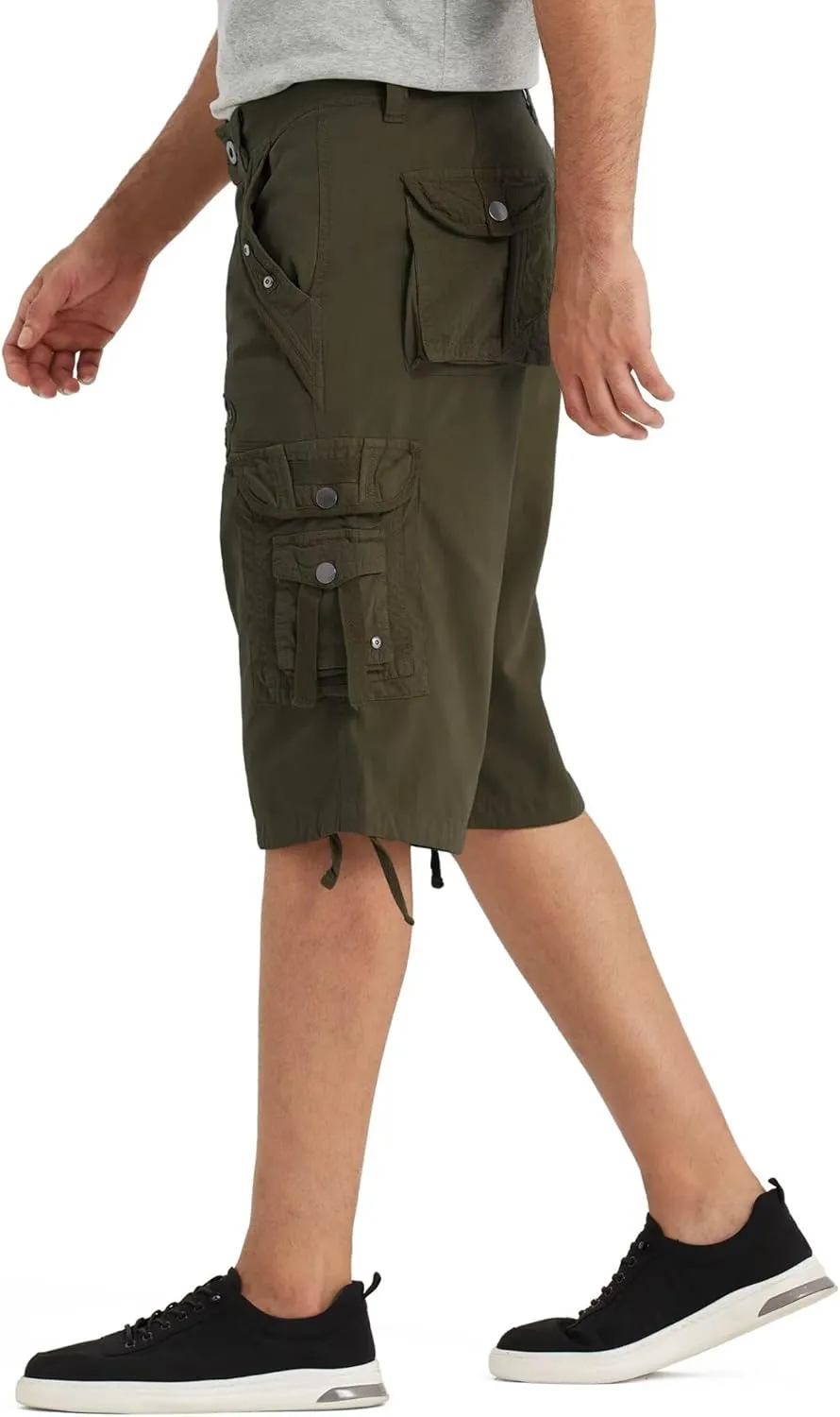 BEST SOUTH Mens Cargo Shorts with 8 Pockets Casual Long Blew Knee Capri 3/4 Pants Relaxed Fit Work Fishing Hiking