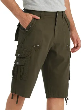 BEST SOUTH Mens Cargo Shorts with 8 Pockets Casual Long Blew Knee Capri 3/4 Pants Relaxed Fit Work Fishing Hiking