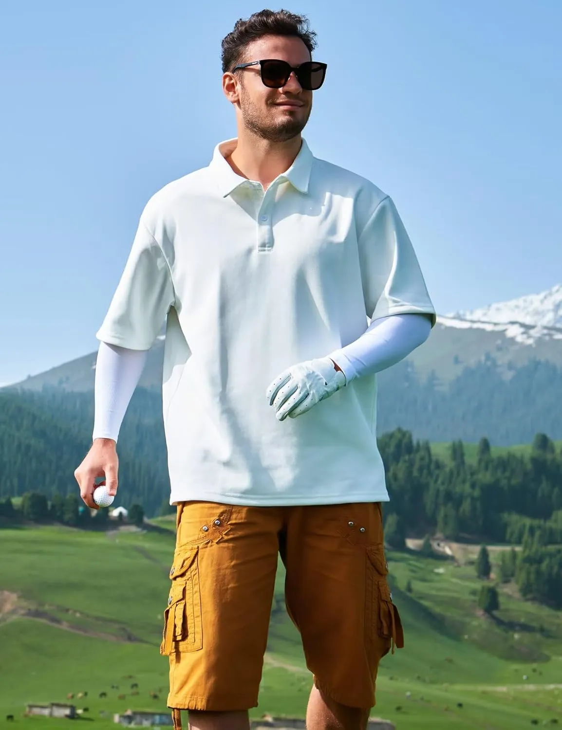 BEST SOUTH Mens Cargo Shorts with 8 Pockets Casual Long Blew Knee Capri 3/4 Pants Relaxed Fit Work Fishing Hiking
