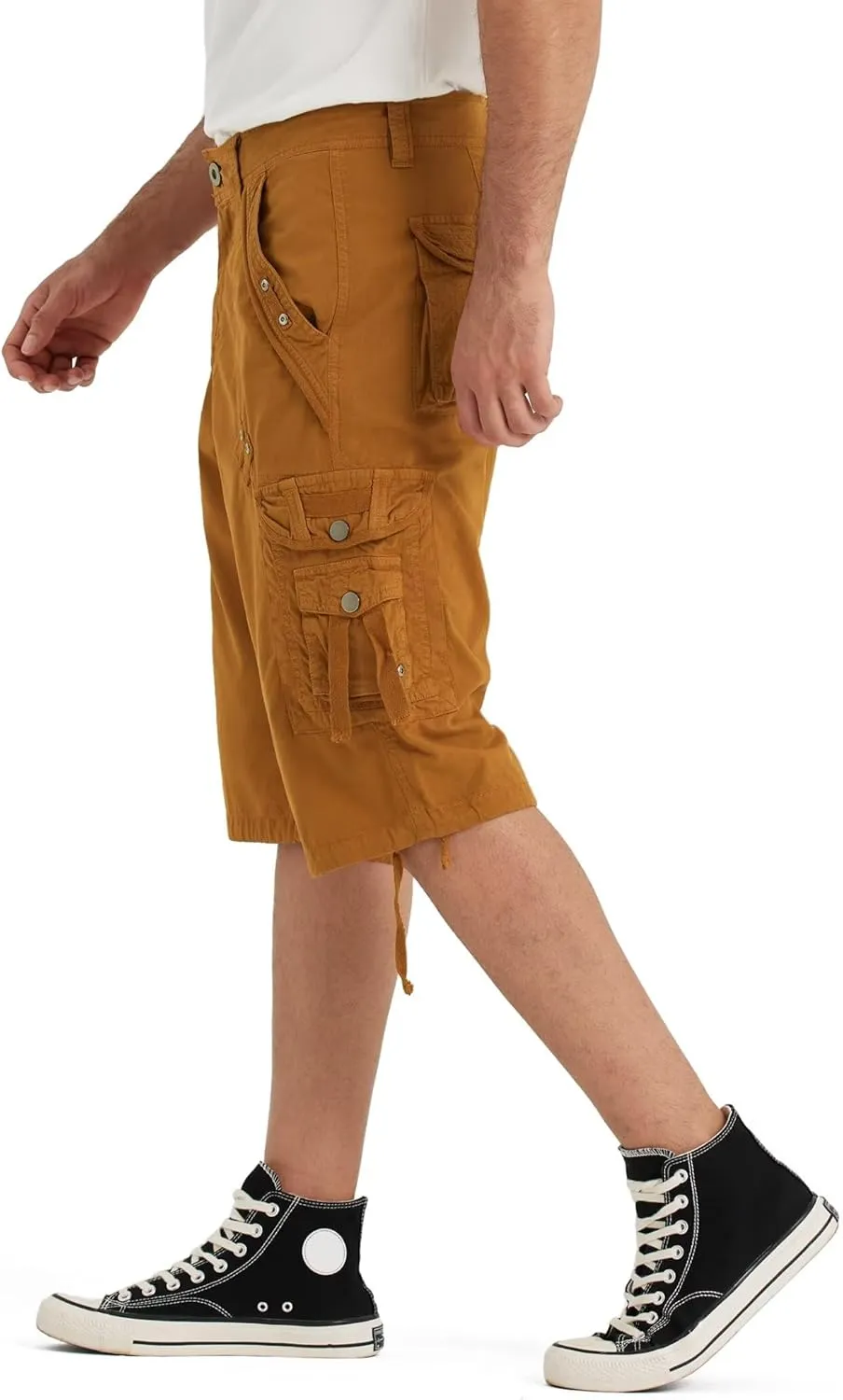 BEST SOUTH Mens Cargo Shorts with 8 Pockets Casual Long Blew Knee Capri 3/4 Pants Relaxed Fit Work Fishing Hiking