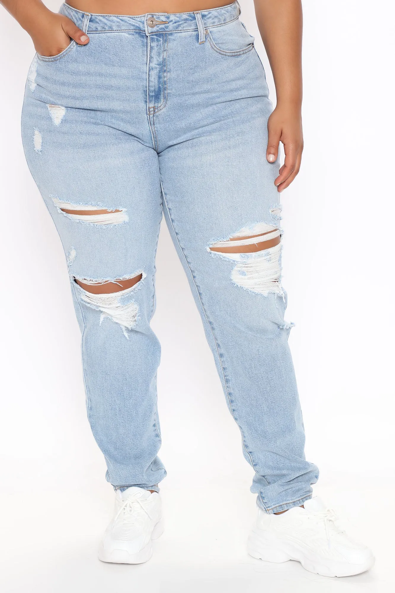 Better Than Your Last Ripped Straight Leg Jeans - Medium Blue Wash