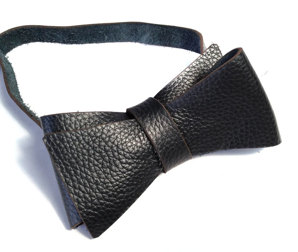 Black Automotive Leather Bow Tie
