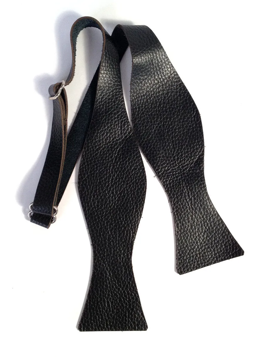 Black Automotive Leather Bow Tie