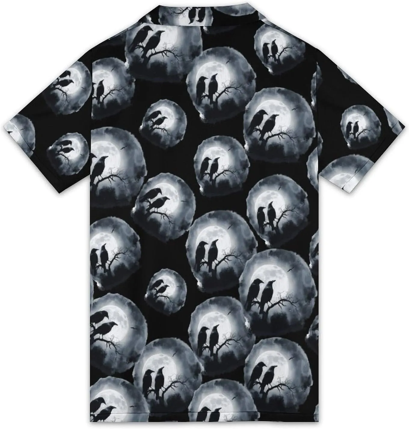 Black Crows Under Full Moon Mens Polo Shirts Short Sleeve Mesh Gym T-Shirt Summer Tee Top