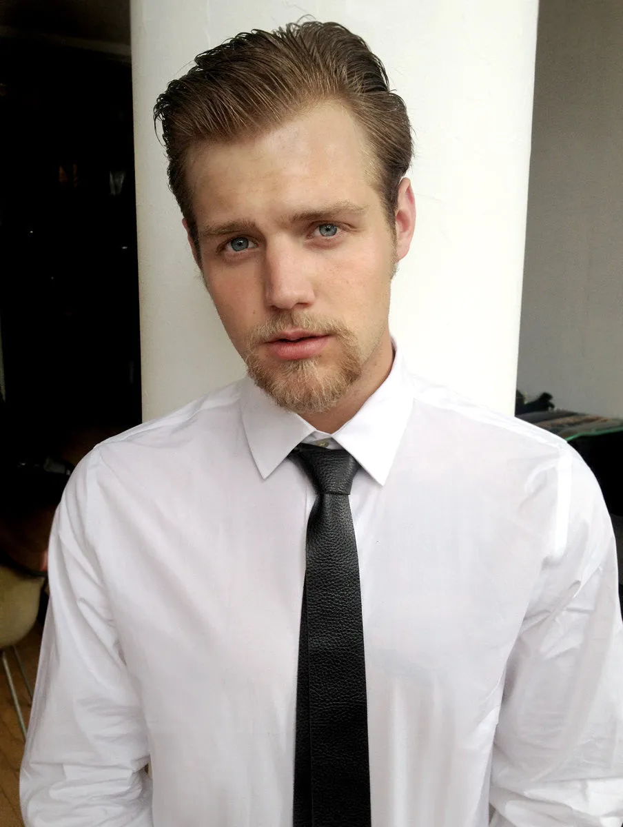 Black Leather Necktie, automotive leather tie.