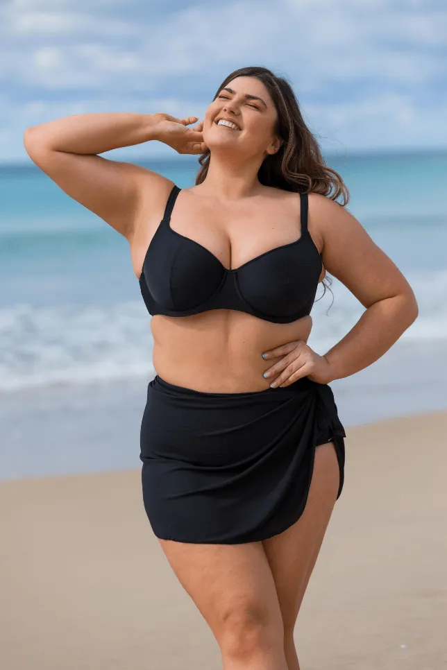 Black Mesh Short Tie Skirt Bottom
