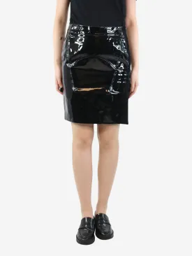 Black patent leather skirt - size UK 8