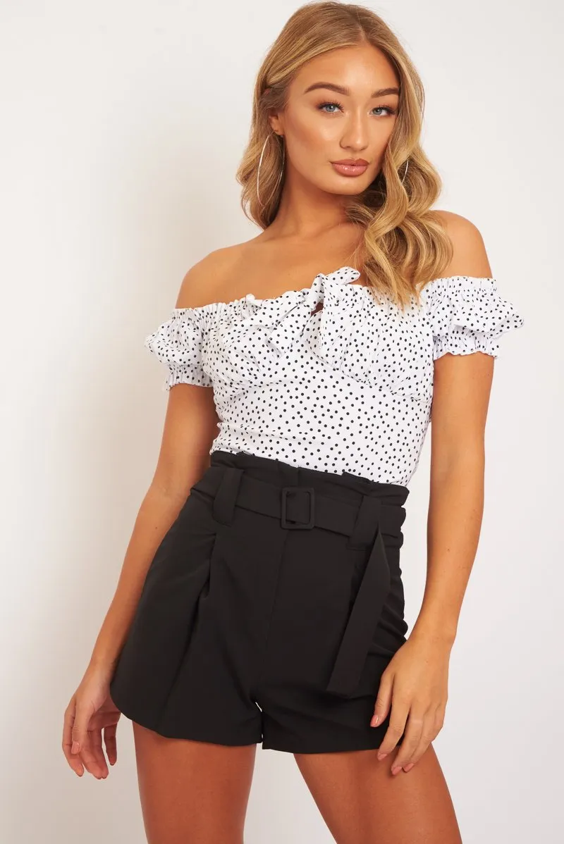 Black Tailored Pleat Front Belted Shorts - Immi