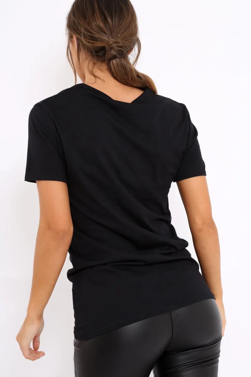 Black Tshirt with Gold Skull Print - Brook