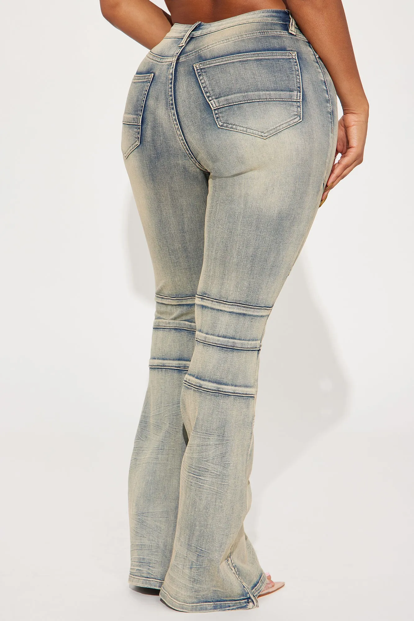 Block List Stretch Bootcut Jeans - Vintage Wash