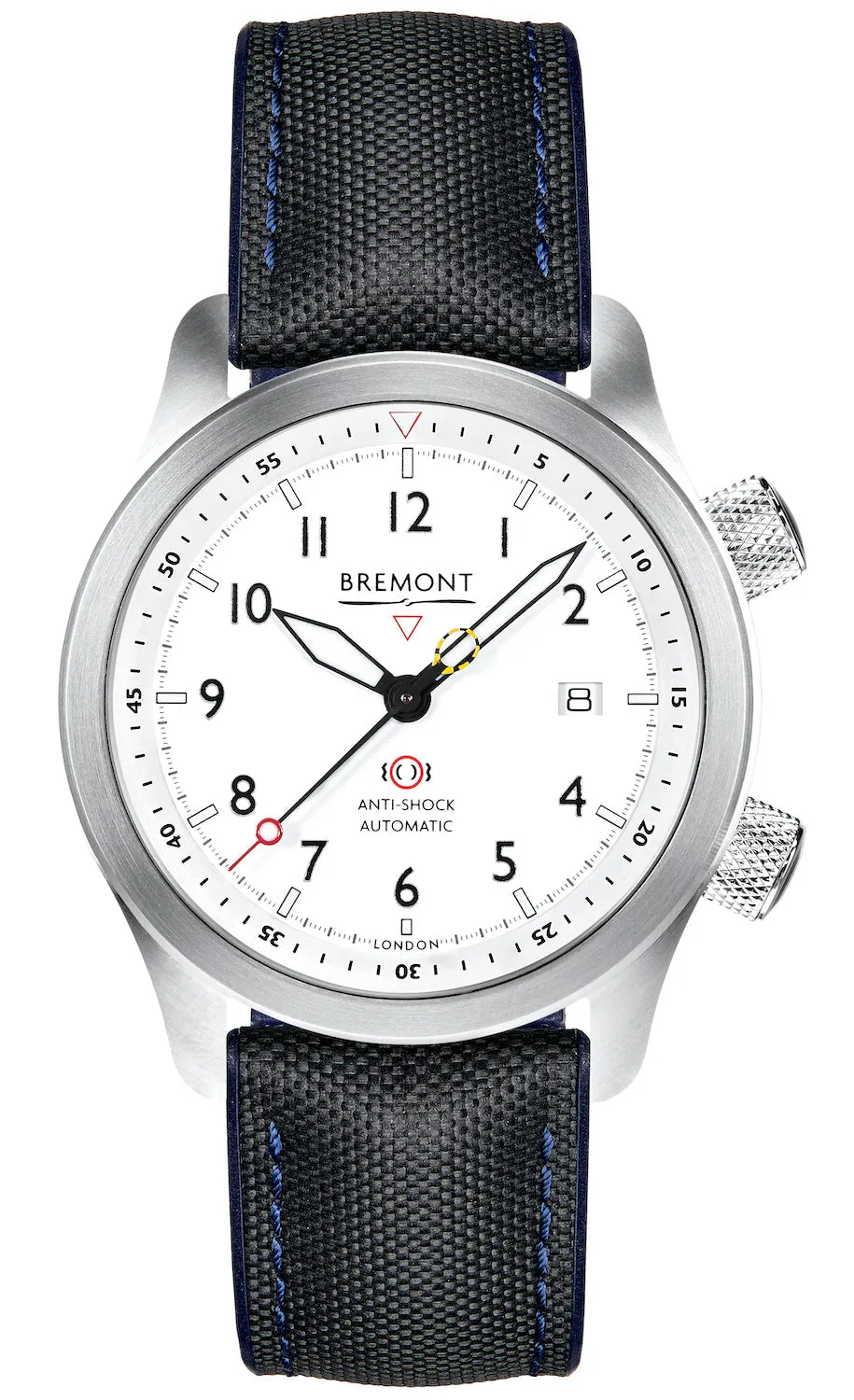 BM Watch MBII White Blue Barrel Closed Case Back