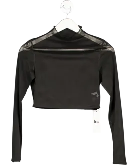 BOA Black Mesh Long Sleeve Cropped Top UK S