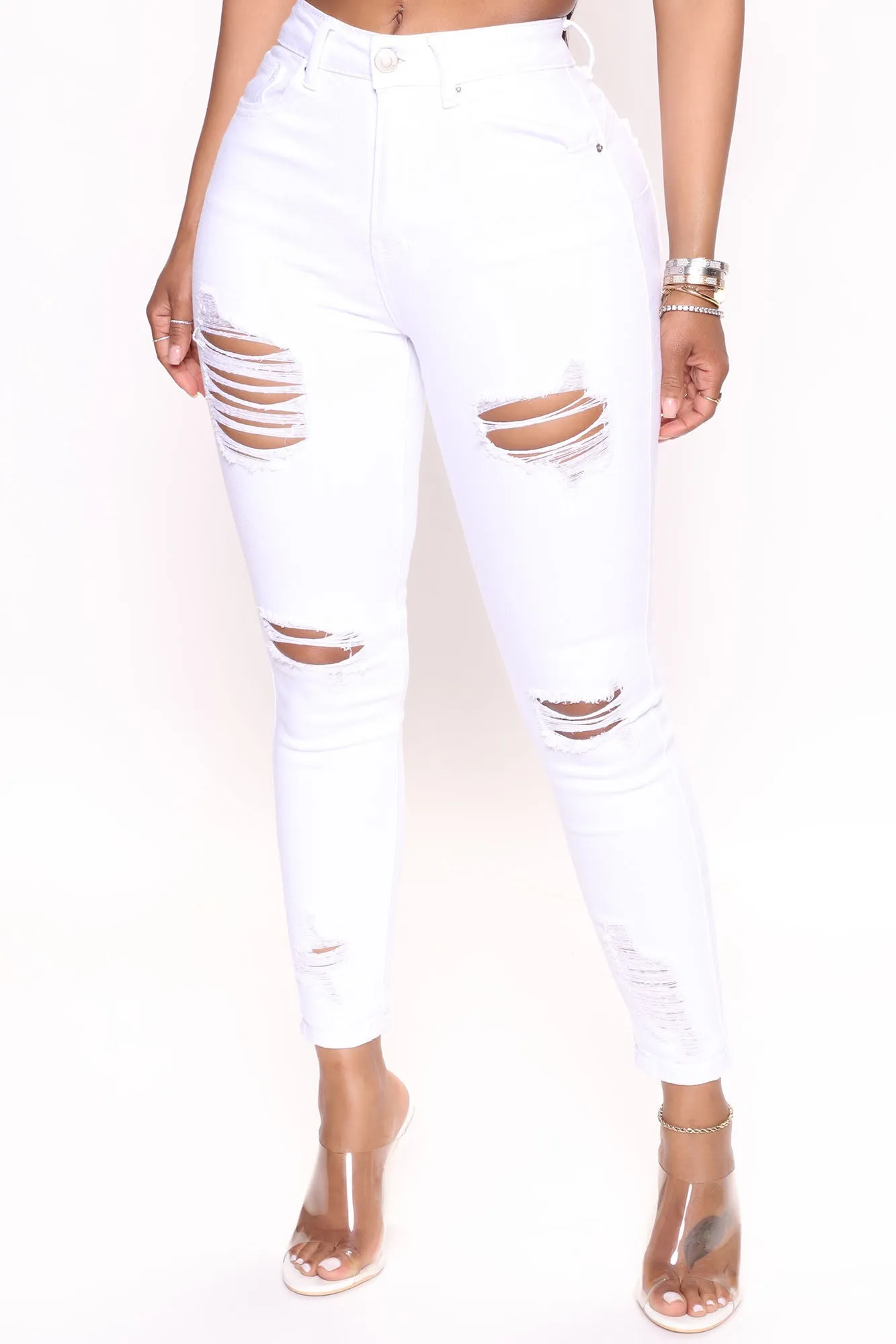 Bodacious Booty Lifter Skinny Jeans - White