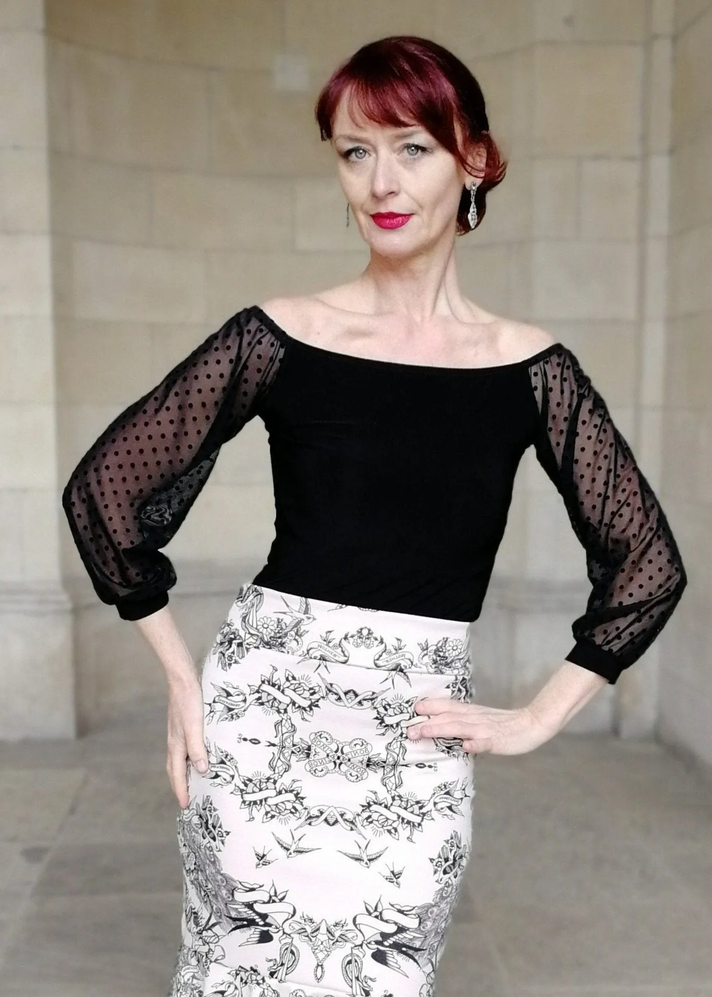 CAMILLE Tango top with tulle sleeves