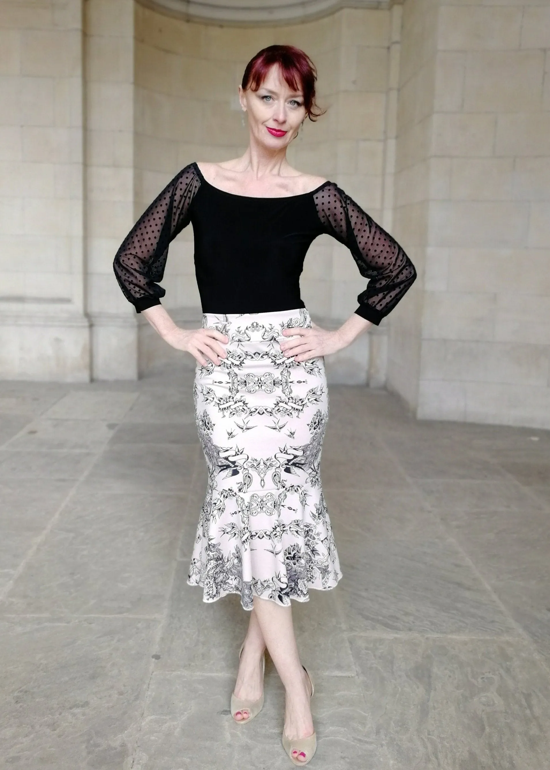 CAMILLE Tango top with tulle sleeves