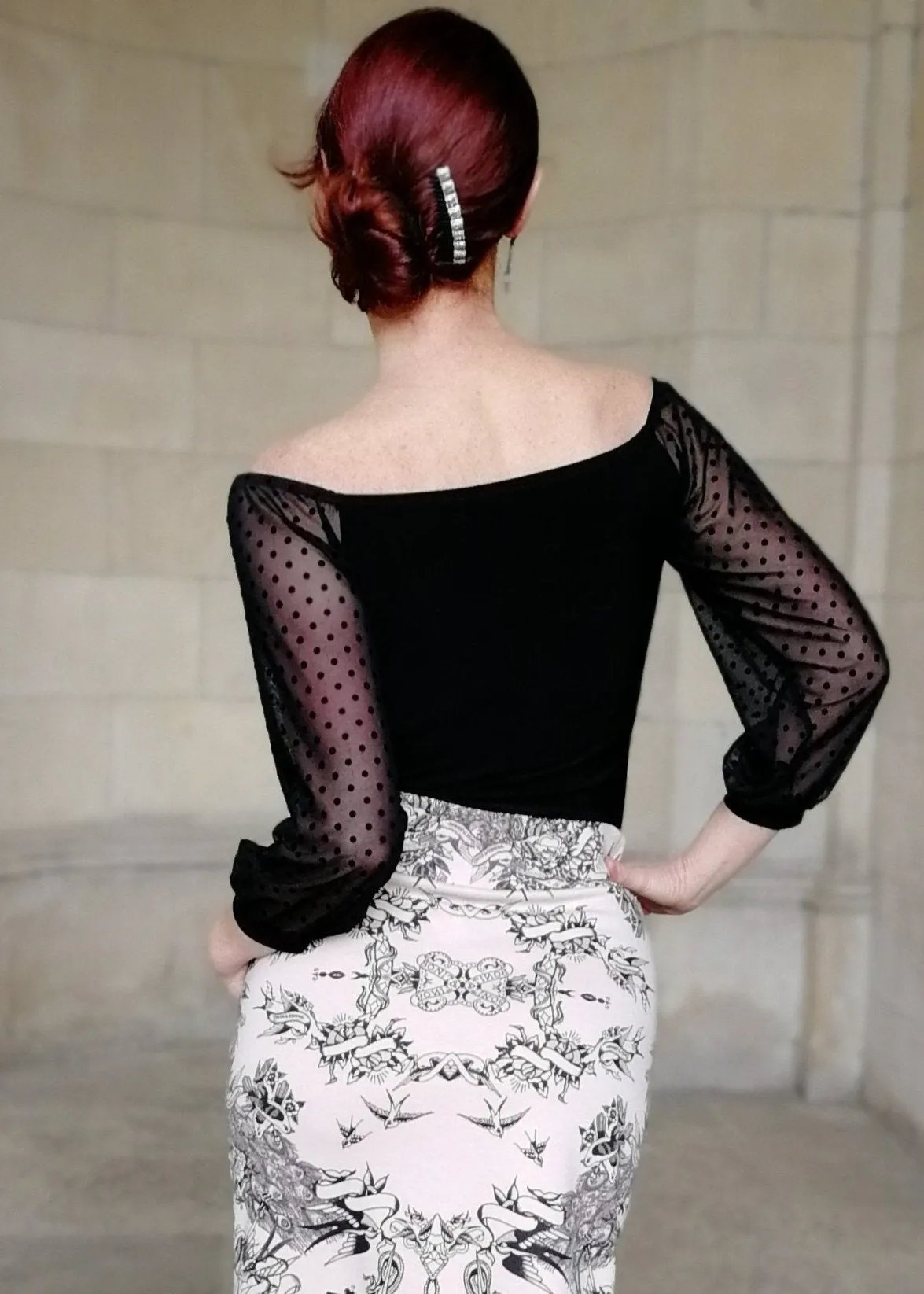 CAMILLE Tango top with tulle sleeves