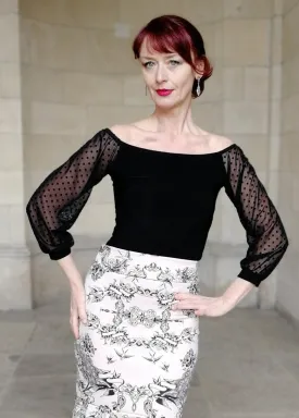 CAMILLE Tango top with tulle sleeves