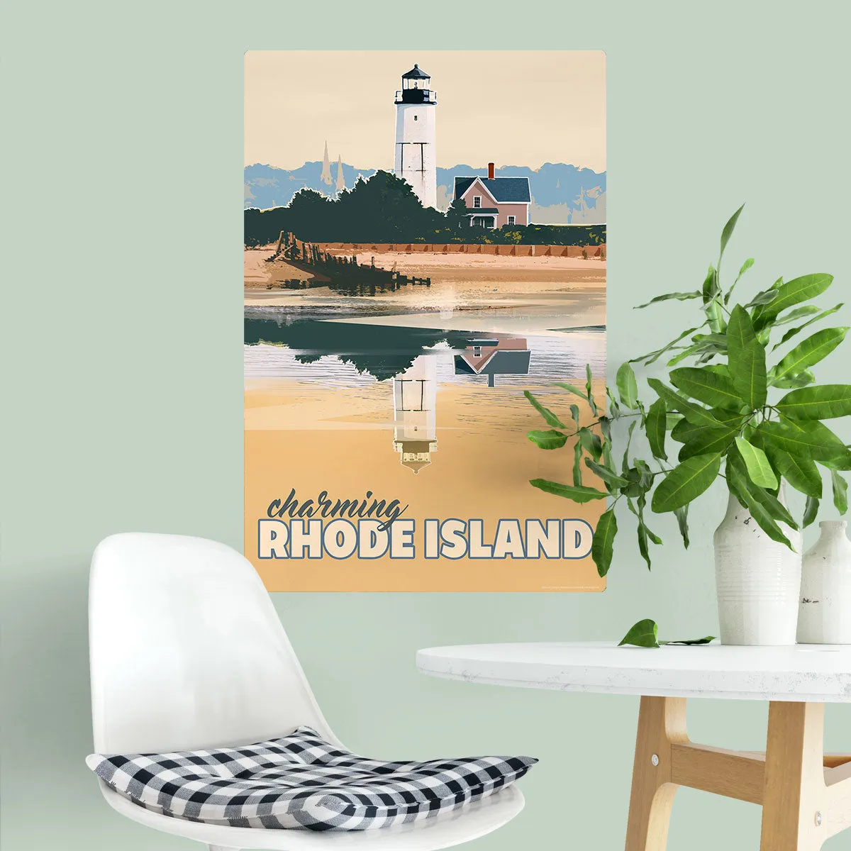 Charming Rhode Island Lighthouse State Travel Decal