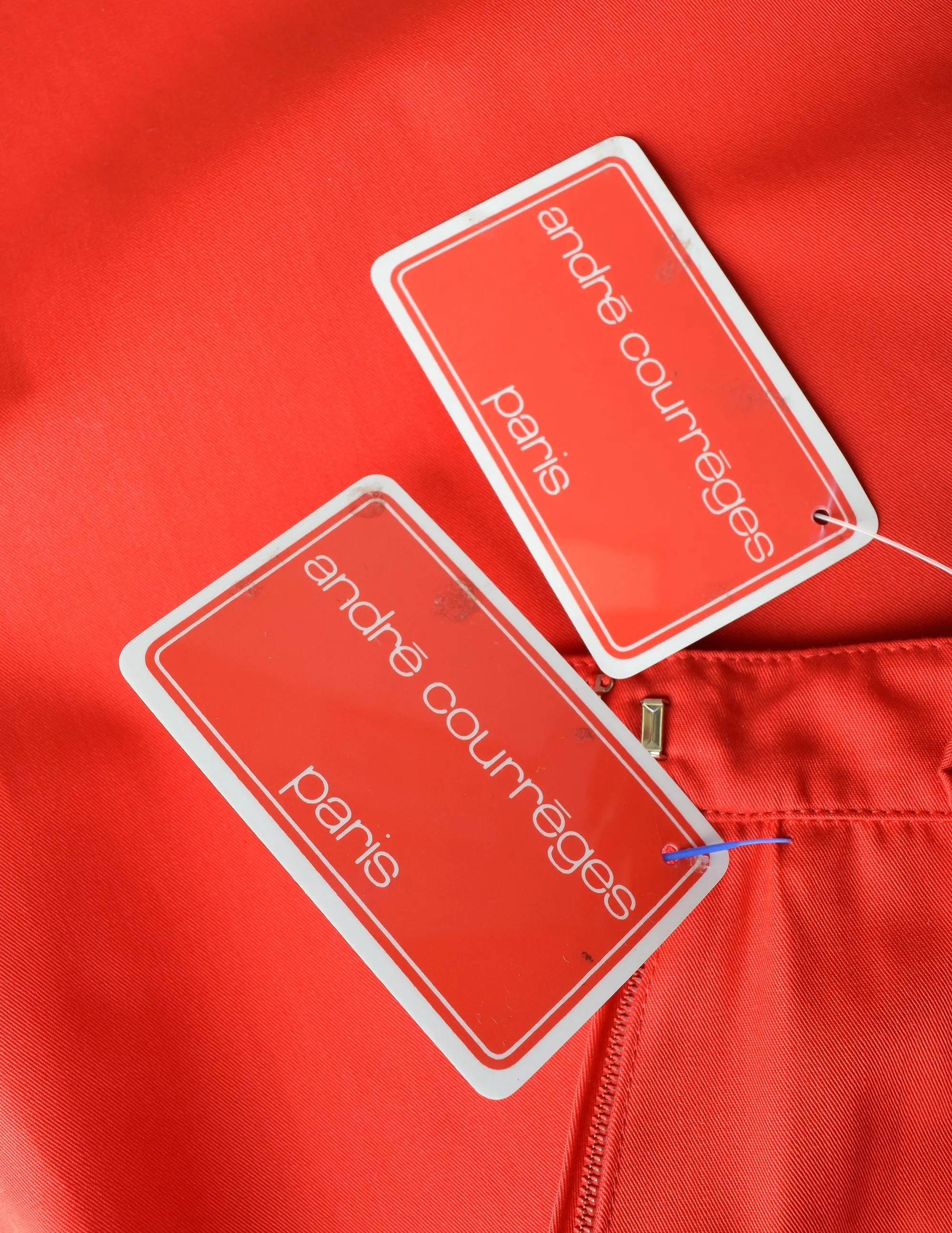Courreges Vintage Bright Red Uniform Style Top and Skirt Set