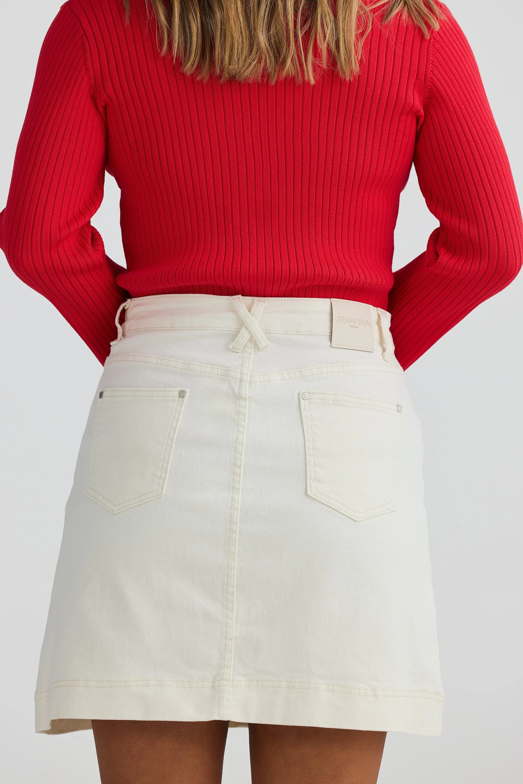 Denim A-Line Short Skirt - Ecru Denim