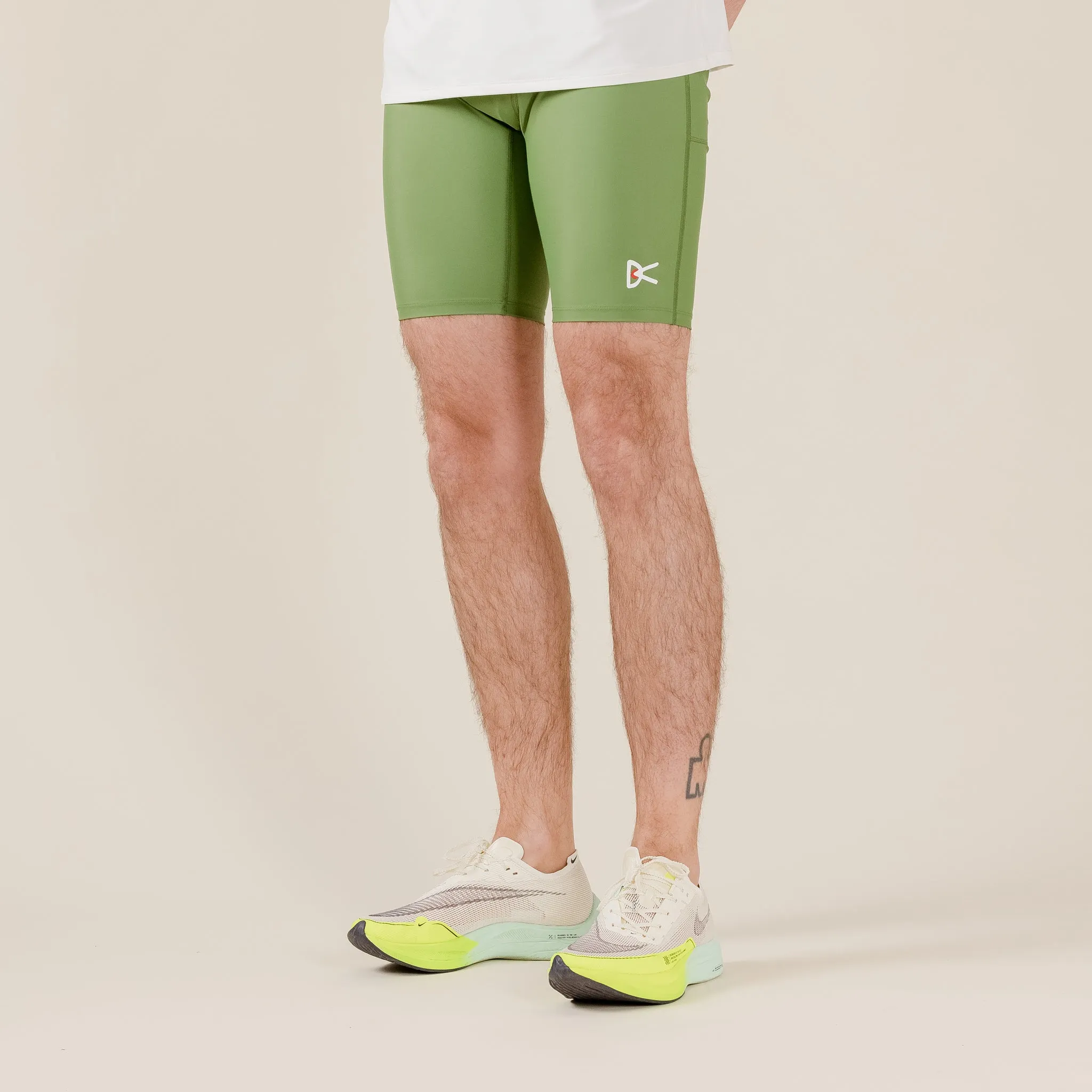 District Vision - Tom Tom 1/2 Length Run Tight Shorts - Cactus