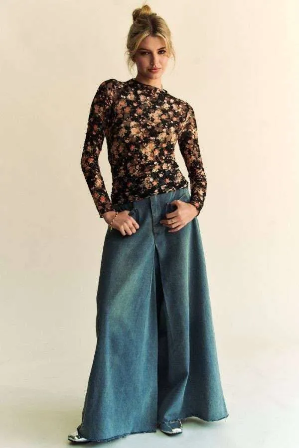 Fall Blooms Mesh Top
